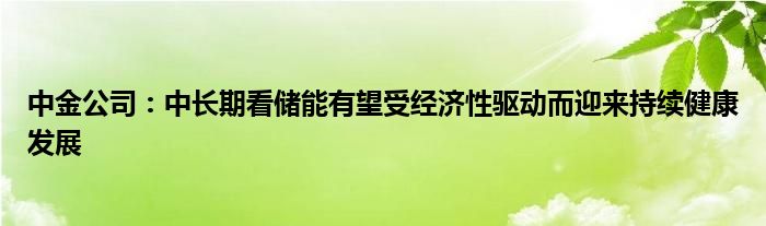 中金公司：中长期看储能有望受经济性驱动而迎来持续健康发展