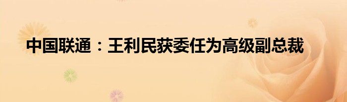 中国联通：王利民获委任为高级副总裁