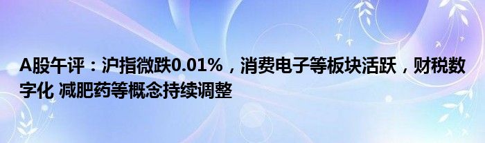 A股午评：沪指微跌0.01%，消费电子等板块活跃，财税数字化 减肥药等概念持续调整