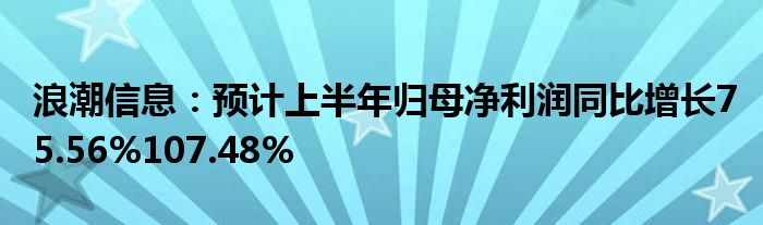 浪潮信息：预计上半年归母净利润同比增长75.56%107.48%