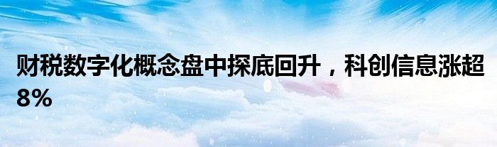 财税数字化概念盘中探底回升，科创信息涨超8%