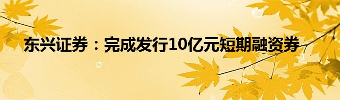 东兴证券：完成发行10亿元短期融资券