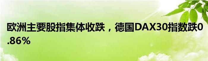 欧洲主要股指集体收跌，德国DAX30指数跌0.86%