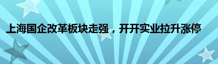 上海国企改革板块走强，开开实业拉升涨停