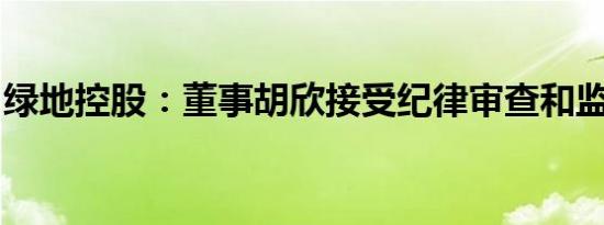 绿地控股：董事胡欣接受纪律审查和监察调查