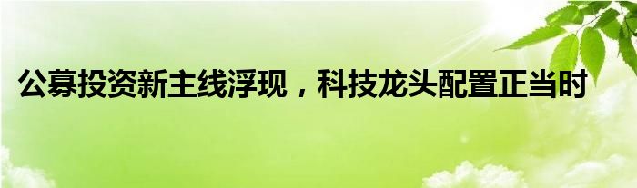 公募投资新主线浮现，科技龙头配置正当时