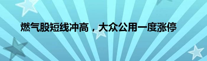 燃气股短线冲高，大众公用一度涨停