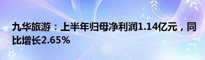 九华旅游：上半年归母净利润1.14亿元，同比增长2.65%