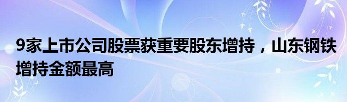 9家上市公司股票获重要股东增持，山东钢铁增持金额最高