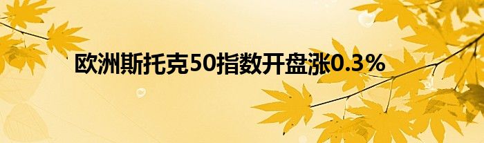 欧洲斯托克50指数开盘涨0.3%