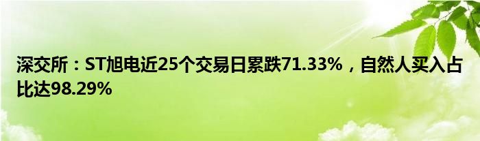 深交所：ST旭电近25个交易日累跌71.33%，自然人买入占比达98.29%