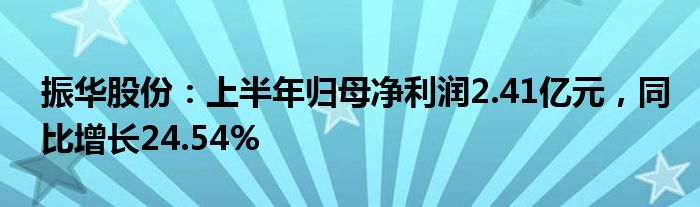 振华股份：上半年归母净利润2.41亿元，同比增长24.54%