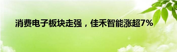 消费电子板块走强，佳禾智能涨超7%