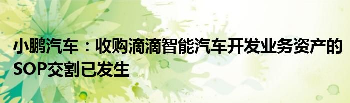 小鹏汽车：收购滴滴智能汽车开发业务资产的SOP交割已发生