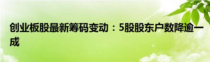 创业板股最新筹码变动：5股股东户数降逾一成