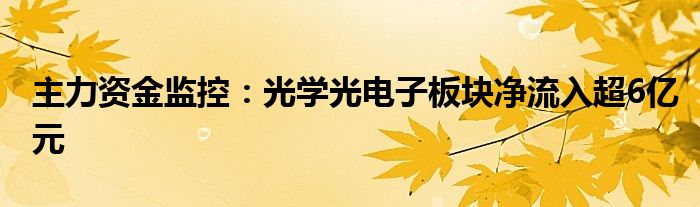 主力资金监控：光学光电子板块净流入超6亿元