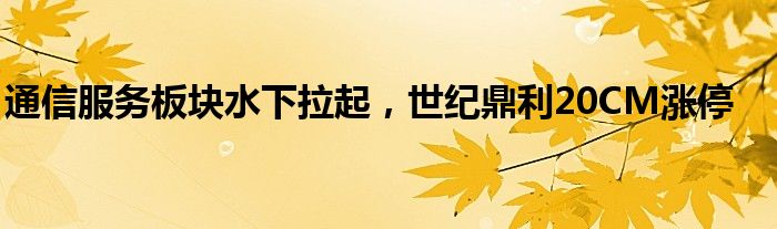 通信服务板块水下拉起，世纪鼎利20CM涨停