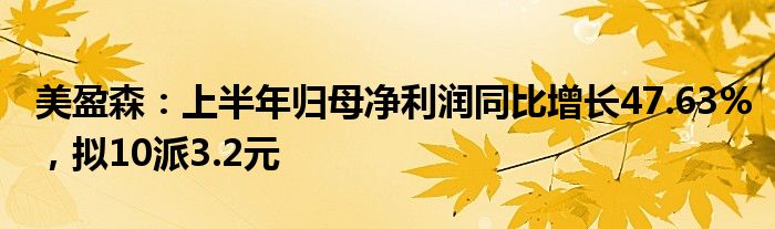 美盈森：上半年归母净利润同比增长47.63%，拟10派3.2元