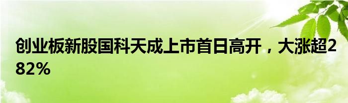 创业板新股国科天成上市首日高开，大涨超282%