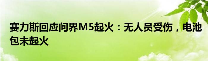 赛力斯回应问界M5起火：无人员受伤，电池包未起火