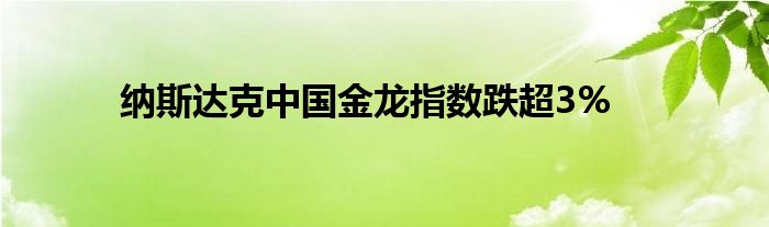 纳斯达克中国金龙指数跌超3%