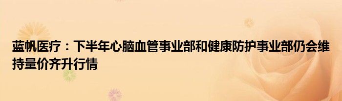 蓝帆医疗：下半年心脑血管事业部和健康防护事业部仍会维持量价齐升行情