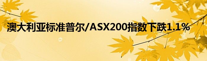 澳大利亚标准普尔/ASX200指数下跌1.1%