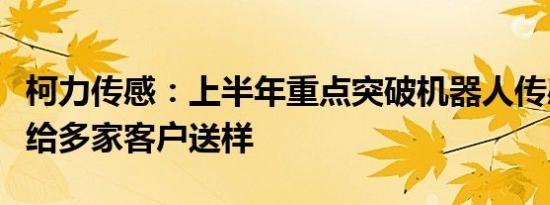 柯力传感：上半年重点突破机器人传感器，已给多家客户送样