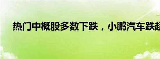 热门中概股多数下跌，小鹏汽车跌超3%