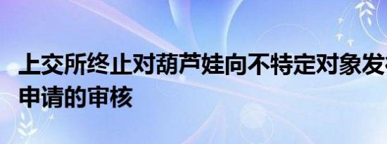 上交所终止对葫芦娃向不特定对象发行可转债申请的审核