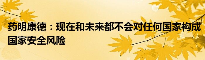 药明康德：现在和未来都不会对任何国家构成国家安全风险