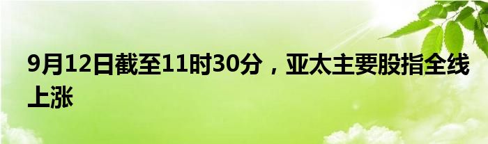 9月12日截至11时30分，亚太主要股指全线上涨