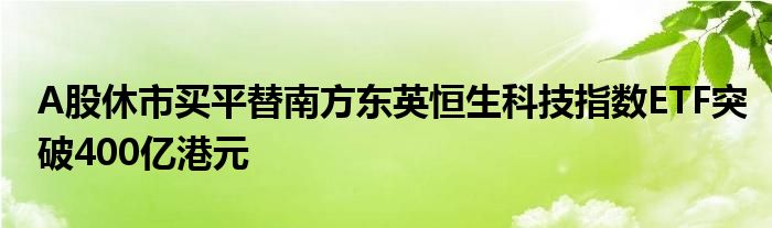 A股休市买平替南方东英恒生科技指数ETF突破400亿港元