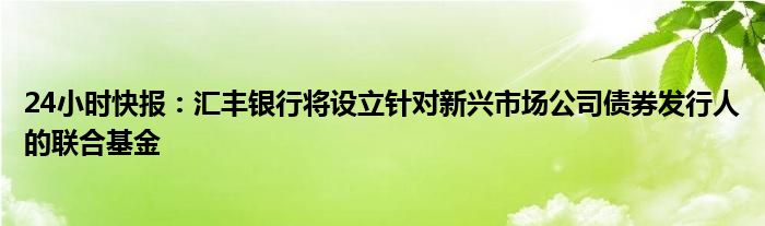 24小时快报：汇丰银行将设立针对新兴市场公司债券发行人的联合基金