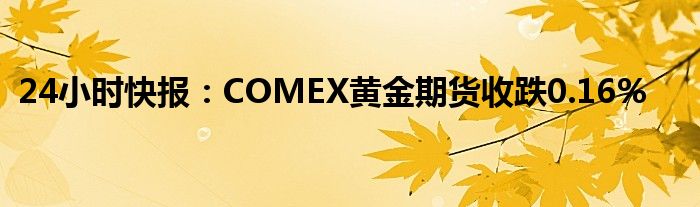 24小时快报：COMEX黄金期货收跌0.16%