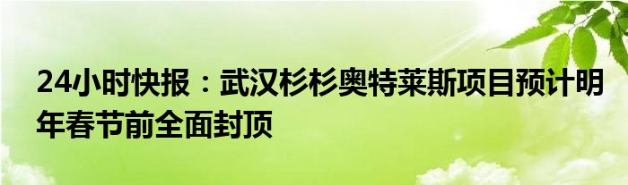 24小时快报：武汉杉杉奥特莱斯项目预计明年春节前全面封顶