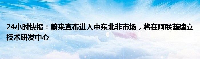 24小时快报：蔚来宣布进入中东北非市场，将在阿联酋建立技术研发中心