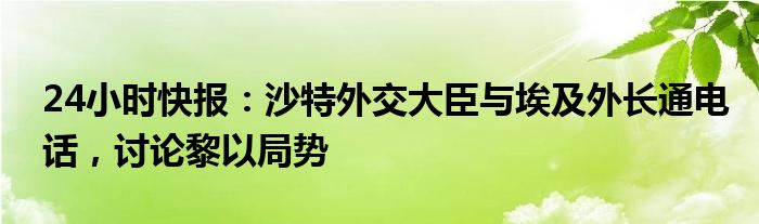 24小时快报：沙特外交大臣与埃及外长通电话，讨论黎以局势