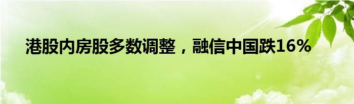 港股内房股多数调整，融信中国跌16%