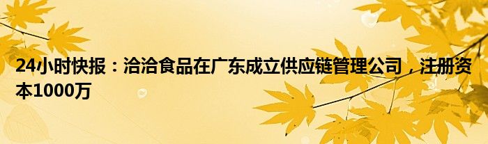 24小时快报：洽洽食品在广东成立供应链管理公司，注册资本1000万