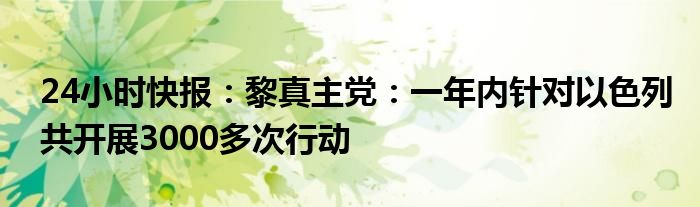 24小时快报：黎真主党：一年内针对以色列共开展3000多次行动