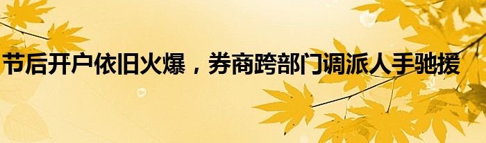 节后开户依旧火爆，券商跨部门调派人手驰援