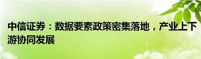 中信证券：数据要素政策密集落地，产业上下游协同发展