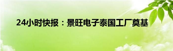 24小时快报：景旺电子泰国工厂奠基