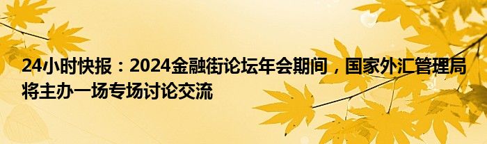 24小时快报：2024金融街论坛年会期间，国家外汇管理局将主办一场专场讨论交流