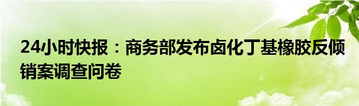 24小时快报：商务部发布卤化丁基橡胶反倾销案调查问卷