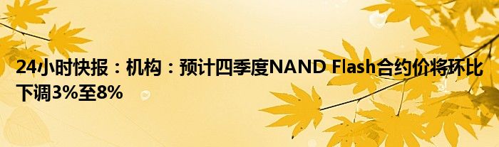 24小时快报：机构：预计四季度NAND Flash合约价将环比下调3%至8%