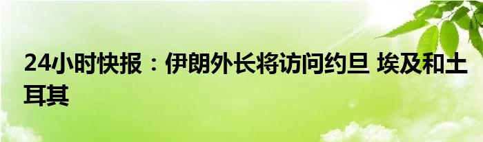 24小时快报：伊朗外长将访问约旦 埃及和土耳其