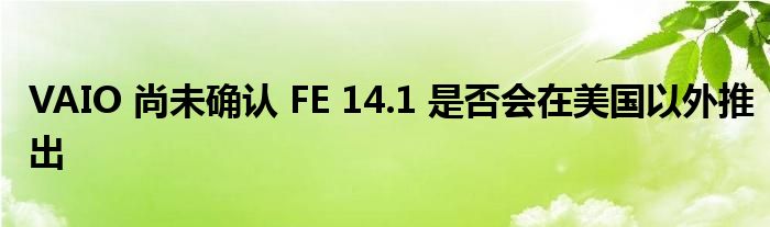 VAIO 尚未确认 FE 14.1 是否会在美国以外推出