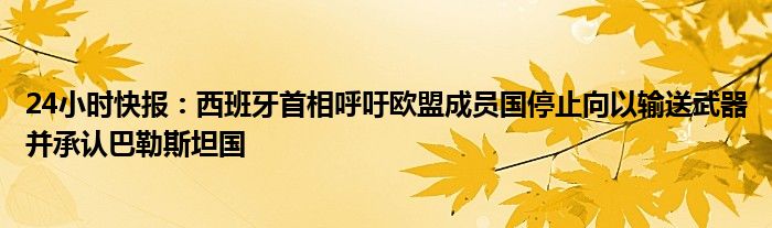 24小时快报：西班牙首相呼吁欧盟成员国停止向以输送武器并承认巴勒斯坦国